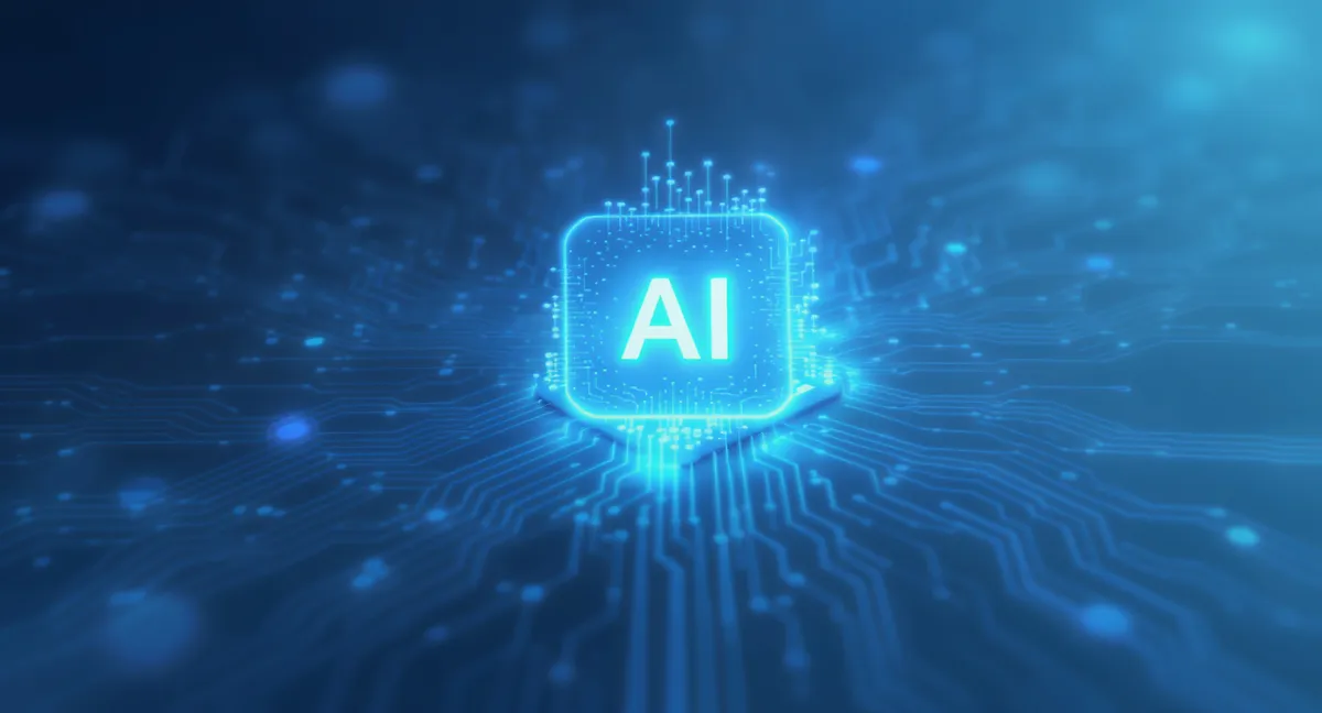 AI analyzing blood cells under microscope with data overlays and healthcare visualization