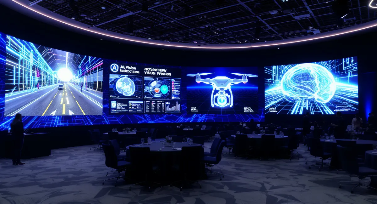 CES tech exhibition showing computer vision innovations with AI vision analysis displays