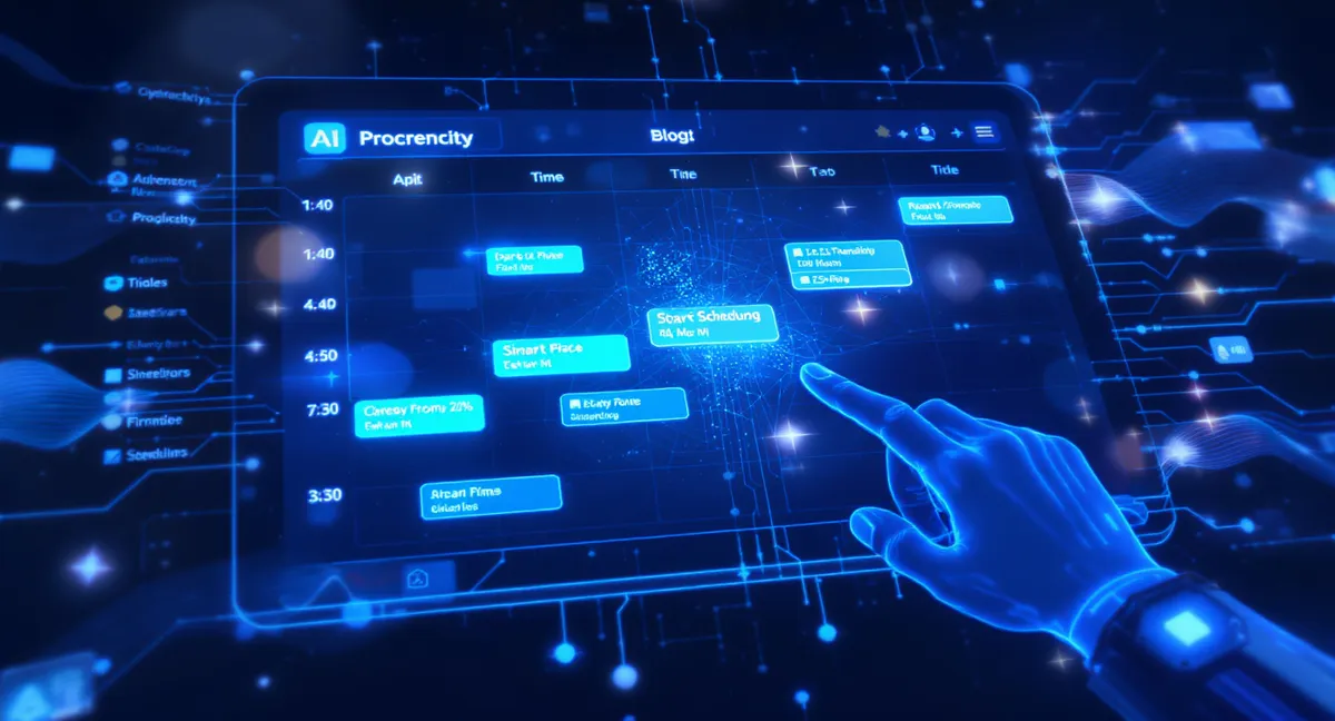 AI calendar management system with smart scheduling visualization and time blocks